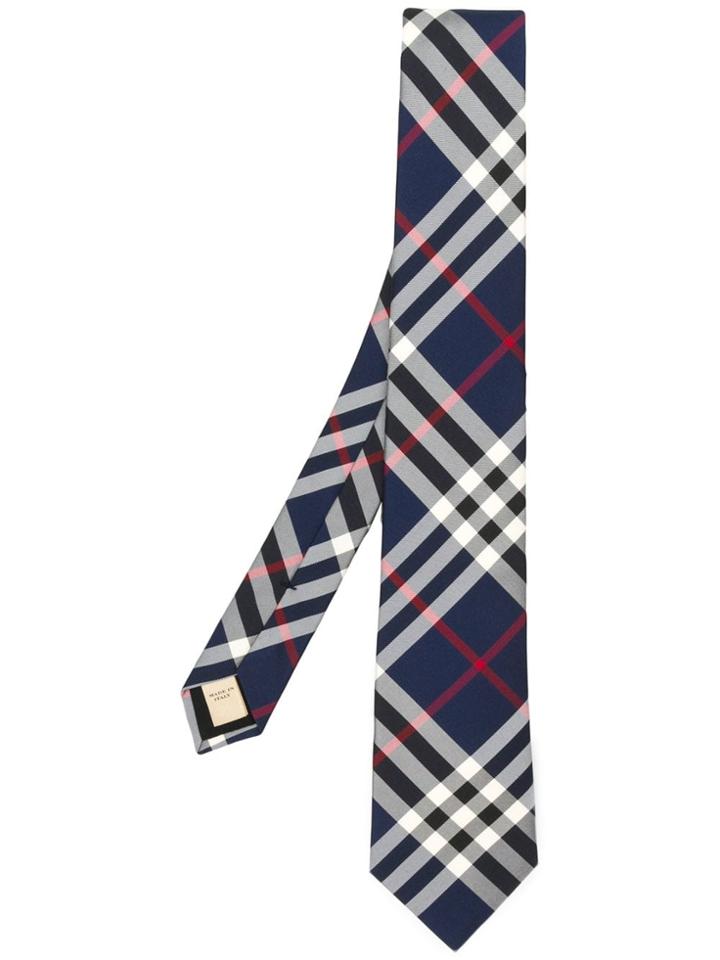 Burberry Check Pattern Tie - Blue