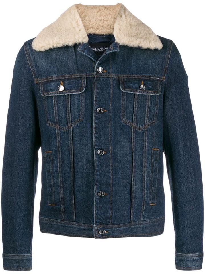 Dolce & Gabbana Trimmed Denim Jacket - Blue