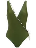 Adriana Degreas Wrap-style Swimsuit - Green