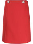 Prada Buttoned Front Panel Skirt - Red