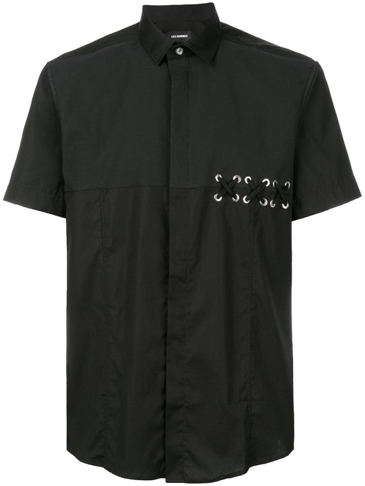 Les Hommes Lace-up Detail Shirt - Black