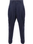 Haider Ackermann High-rise Tapered Trousers, Men's, Size: 48, Blue, Cotton/linen/flax/rayon