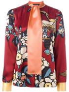 Dsquared2 'cherry Blossom' Collarless Print Shirt, Women's, Size: 46, Pink, Silk