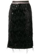 Luisa Cerano Sequin And Fringe Detail Skirt - Black