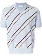 Dolce & Gabbana Vintage Striped Knitted Polo Shirt - Blue
