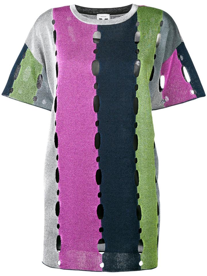 M Missoni - Cut-out Detail Short Sleeve Dress - Women - Cotton/polyester/viscose/metallic (grey) Fibre - S, Women's, Cotton/polyester/viscose/metallic Fibre