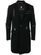 Philipp Plein Single-breasted Zip Coat - Black