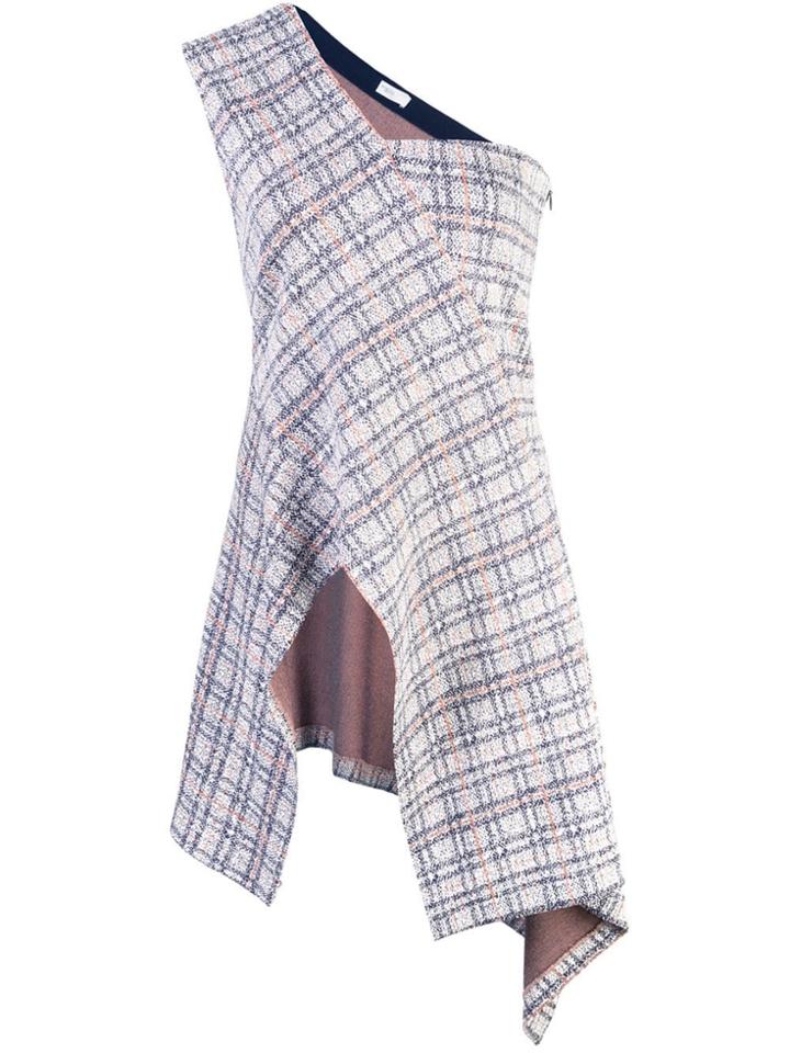 Rosetta Getty One-shoulder Check Top - Blue