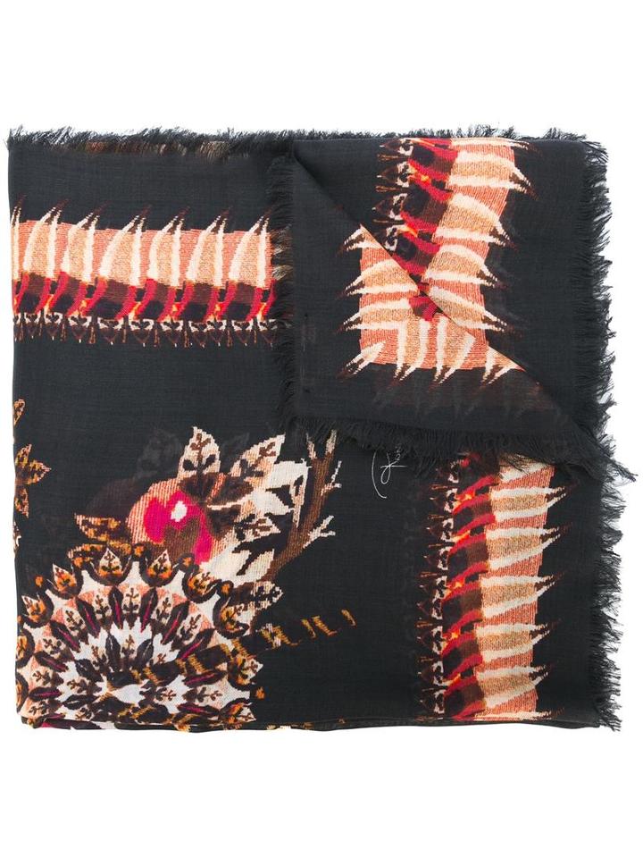Roberto Cavalli Multi-print Scarf, Women's, Black, Modal