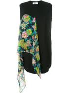 Msgm Sweater Dress With Floral Scarf Detail - Black