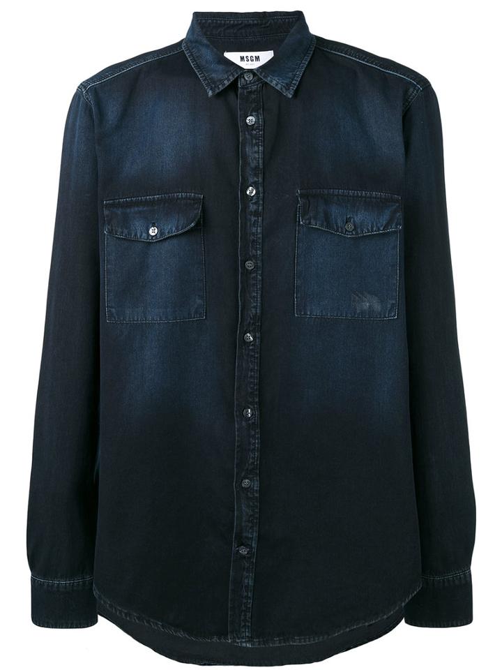 Msgm - Dark Denim Shirt - Men - Cotton - 42, Blue, Cotton