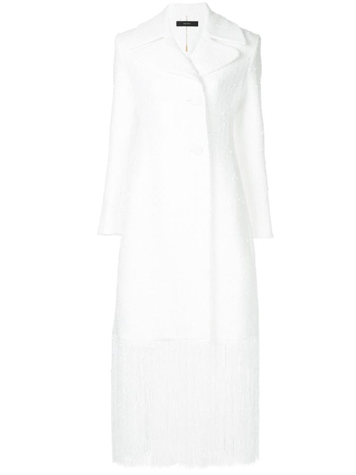 Ellery Tin Can Fringed Slim Line Coat - White