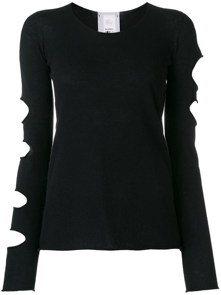 Lost & Found Rooms Slit Sleeve Jumper - Black