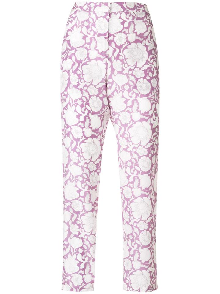Christian Wijnants Cropped Floral Print Trousers - White