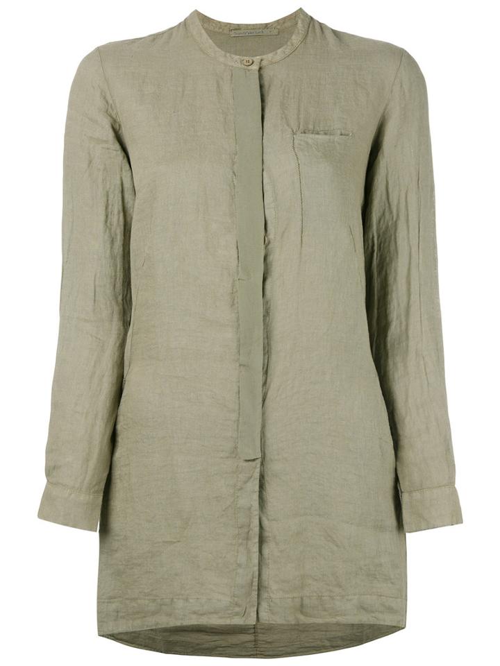 Transit - Band Collar Shirt - Women - Linen/flax/viscose - 36, Women's, Green, Linen/flax/viscose