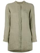 Transit - Band Collar Shirt - Women - Linen/flax/viscose - 36, Women's, Green, Linen/flax/viscose