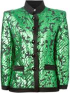 Yves Saint Laurent Vintage Fitted Jacquard Jacket, Women's, Size: 44, Green