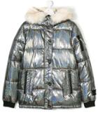Diadora Junior Teen Padded Coat With Faux Fur Hood - Metallic