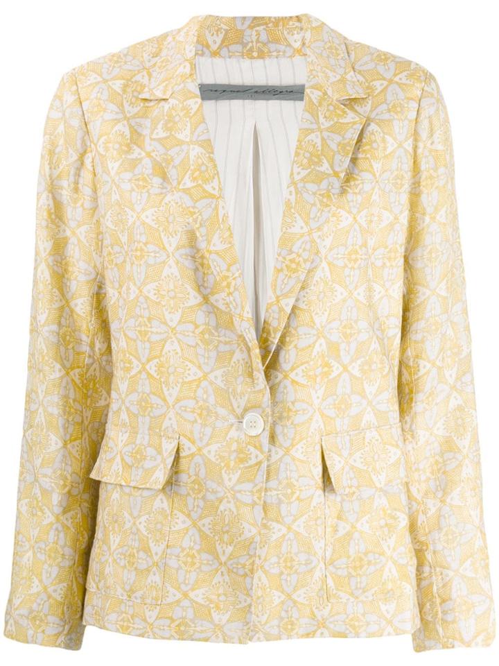 Raquel Allegra Block Print Cargo Blazer - Yellow