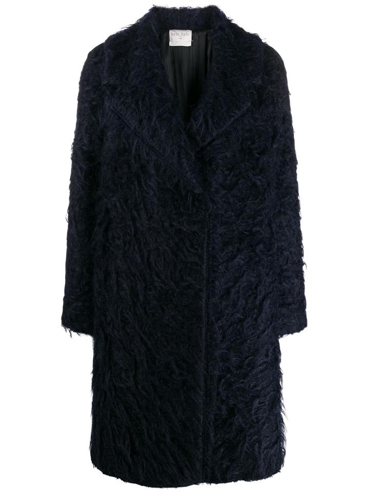 Forte Forte Textured Single Breasted Coat - Blue