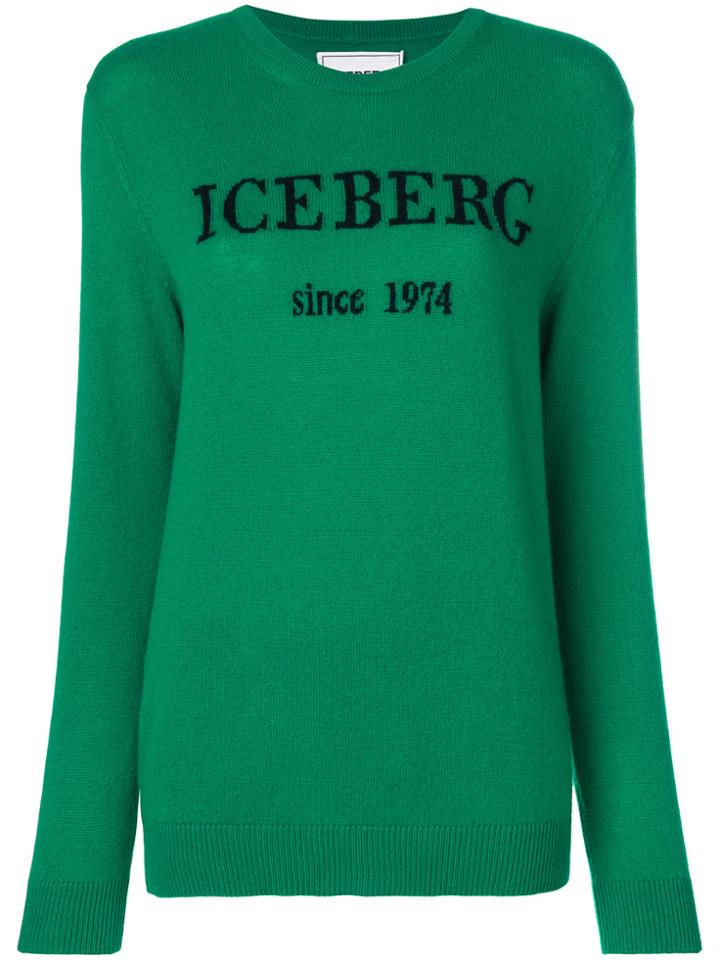 Iceberg Contrast Logo Jumper - Green