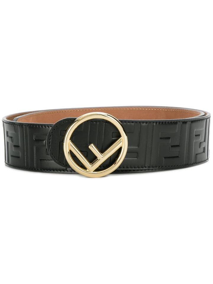Fendi Buckled Logo-embossed Belt - Black
