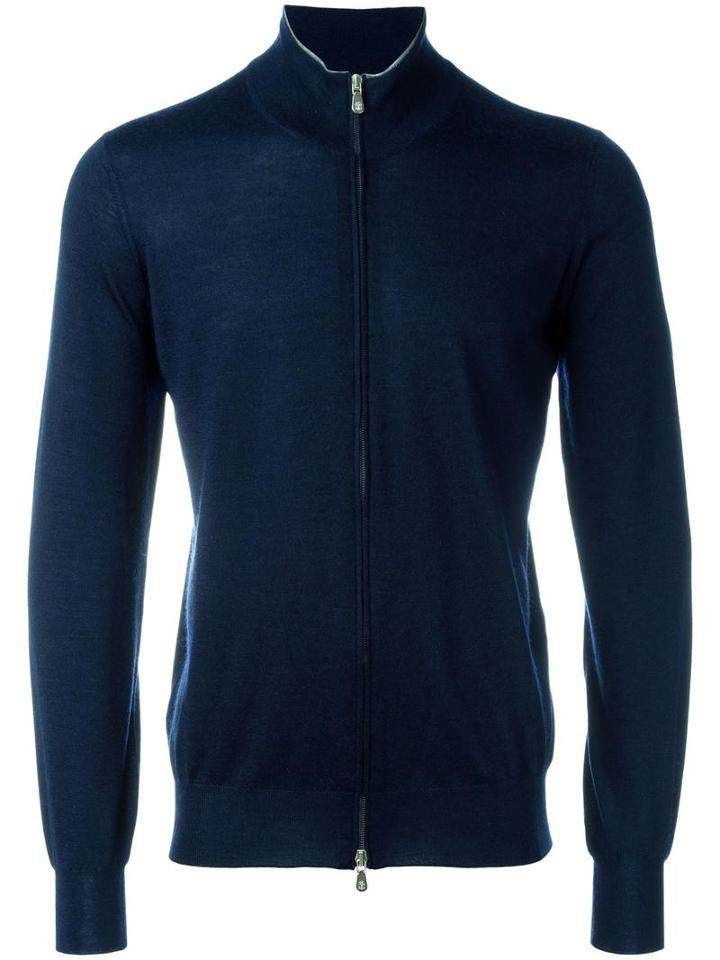 Brunello Cucinelli Zip Up Cardigan, Men's, Size: 54, Blue, Cashmere/silk