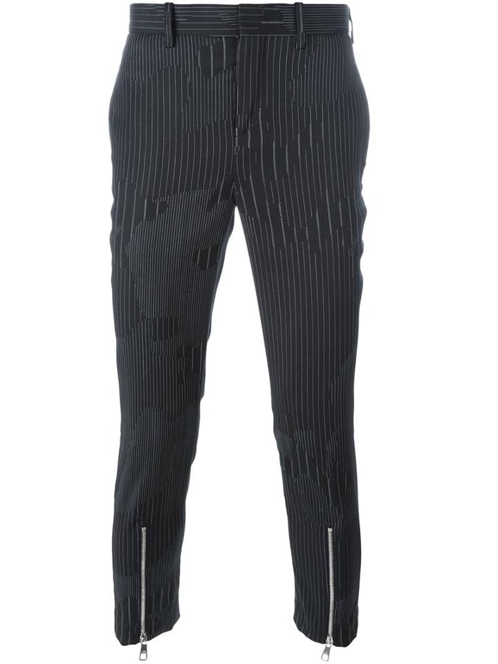 Neil Barrett Striped Camouflage Trousers, Men's, Size: 46, Black, Polyester/spandex/elastane/virgin Wool