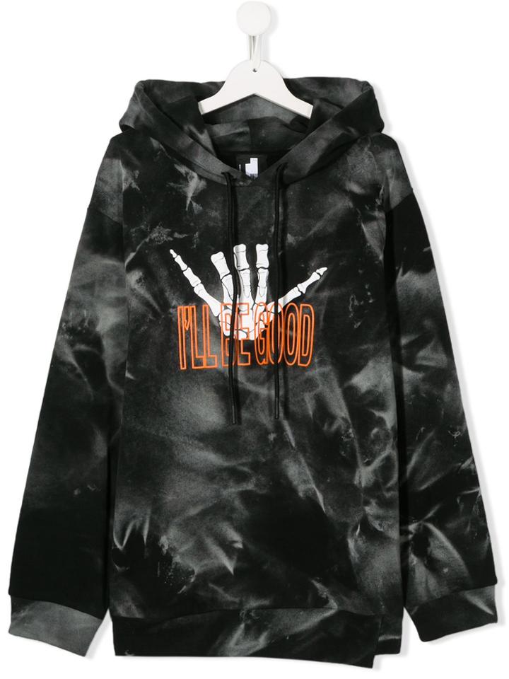 Cinzia Araia Kids Teen Tie-dye Print Hoodie - Black