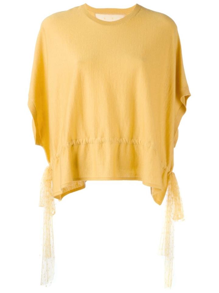 Red Valentino Bat-wing Knitted Top, Women's, Size: Small, Yellow/orange, Silk/polyamide/cashmere