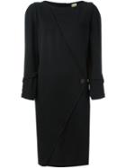 Krizia Vintage Cross Front Shift Dress, Women's, Size: 46, Black