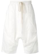Lost & Found Ria Dunn - Draped Drop-crotch Shorts - Men - Cotton/polyurethane - L, White, Cotton/polyurethane