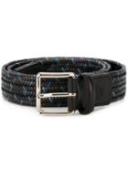 Canali Woven Belt, Men's, Size: 100, Blue, Leather