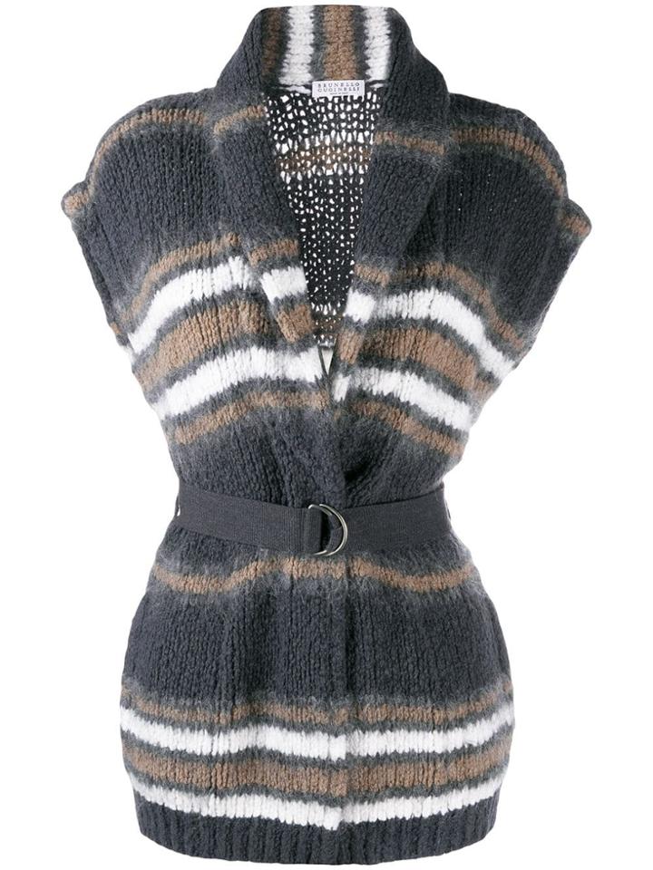 Brunello Cucinelli Striped Sleeveless Cardigan - Blue