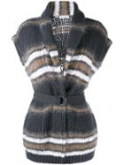 Brunello Cucinelli Striped Sleeveless Cardigan - Blue