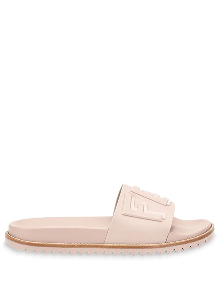 Fendi Raised Logo Slide Sandals - Pink