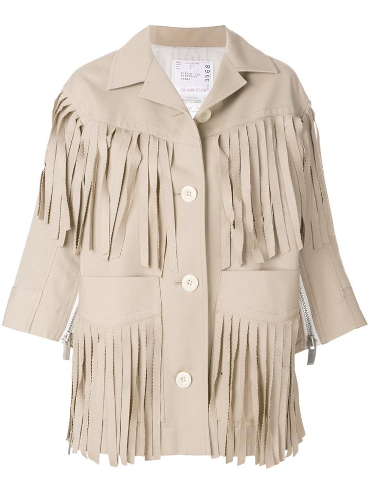 Sacai Fringed Jacket - Nude & Neutrals