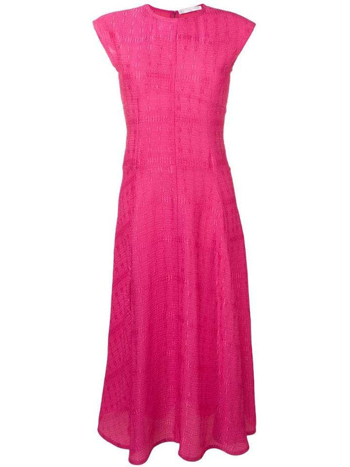 Victoria Beckham Cap Sleeve Linear Midi Dress - Pink