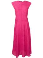 Victoria Beckham Cap Sleeve Linear Midi Dress - Pink