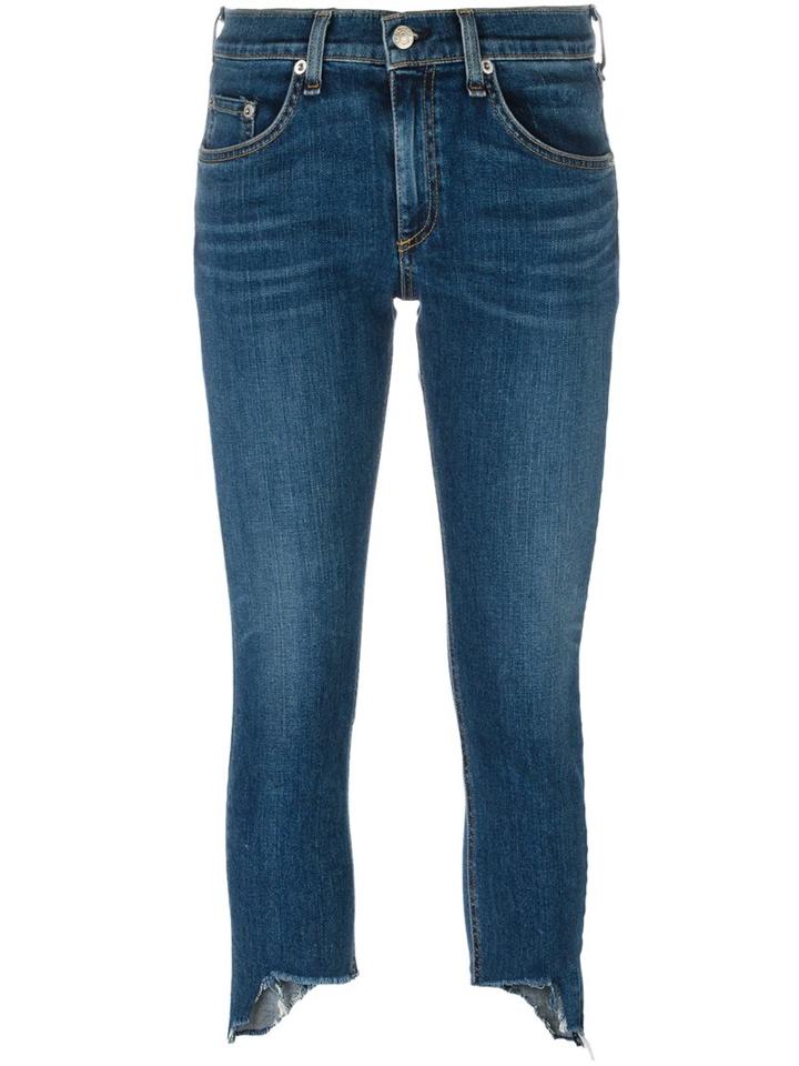 Rag & Bone /jean Raw Hem Cropped Jeans, Women's, Size: 25, Blue, Cotton/polyurethane