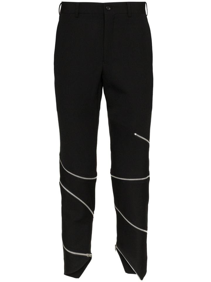 Comme Des Garçons Homme Plus Zip Detail Wool Trousers - Black