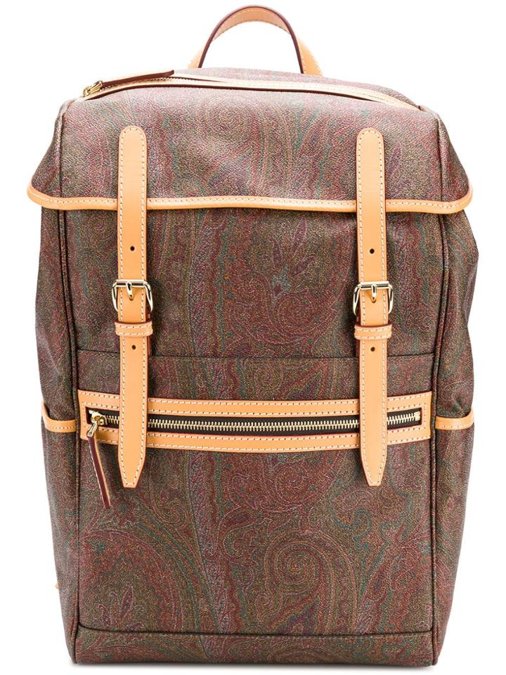 Etro Paisley Print Backpack - Brown