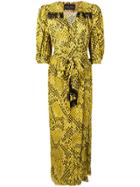 Christian Pellizzari Snake Pattern Wrap Dress - Yellow