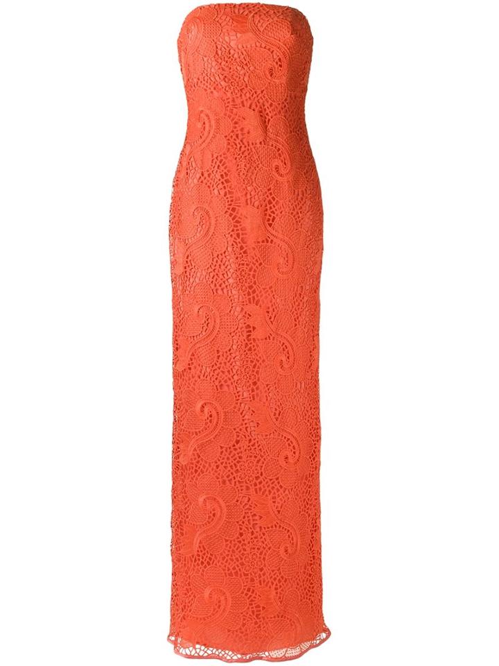 Tufi Duek Strapless Gown, Women's, Size: 36, Yellow/orange, Polyester