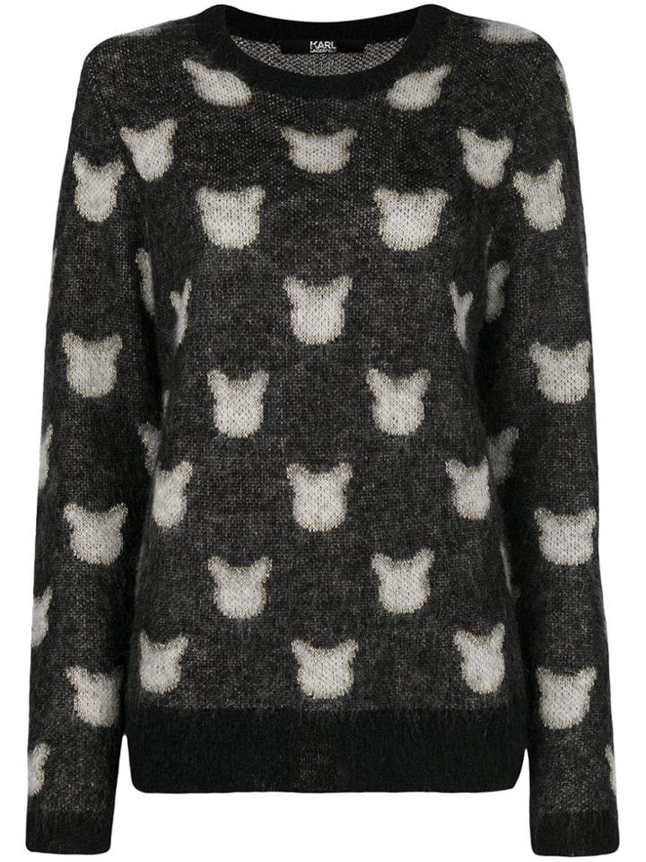Karl Lagerfeld Choupette Jacquard Sweater - Black