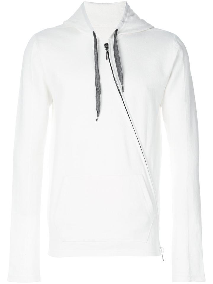 Taichi Murakami - Off-centre Zip Hoodie - Men - Cotton - 6, White, Cotton