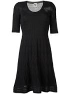 M Missoni Textured-knit Flounce Dress - Black