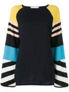 Antonia Zander - Stripe Panel Top - Women - Cashmere - S, Women's, Blue, Cashmere