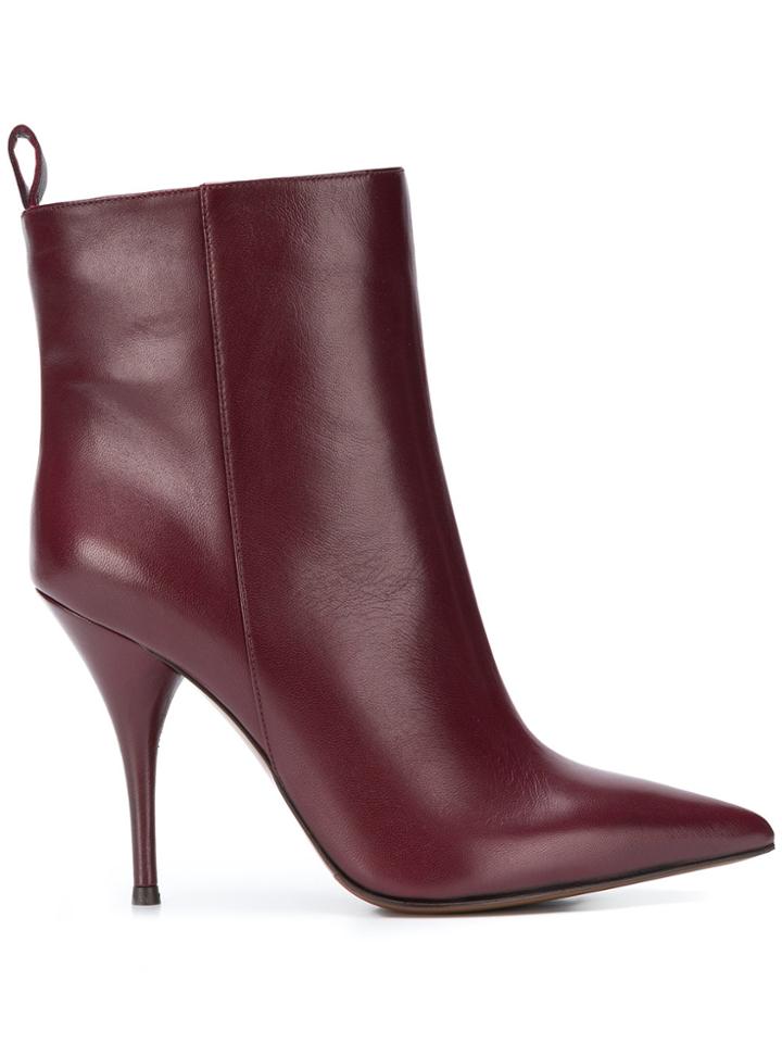 L'autre Chose Pointed Toe Ankle Boots - Red