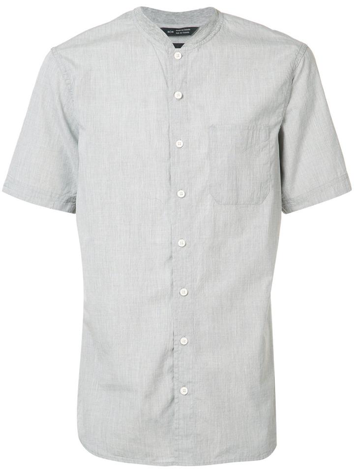Wings+horns Mandarin Neck Shortsleeved Shirt, Men's, Size: Large, Grey, Cotton